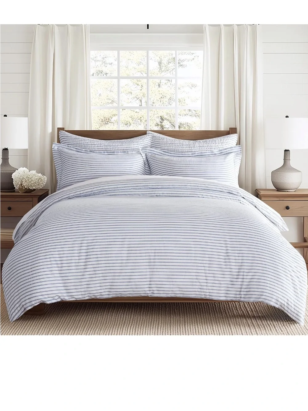 Levtex Home Martha Stripe Blue Reversible Full/Queen Comforter Set
